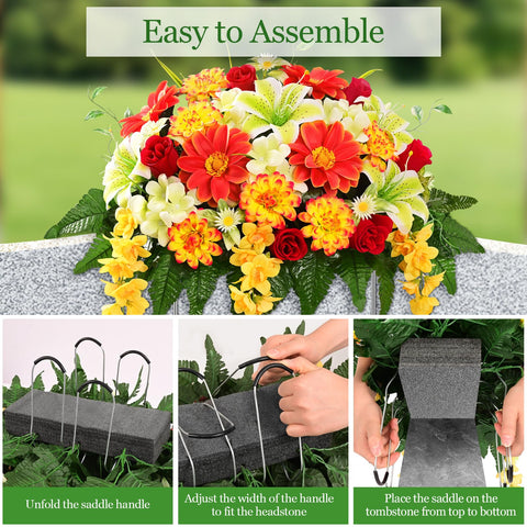 Yastouay UV-resistant headstone decor features durable, weather-ready petals.