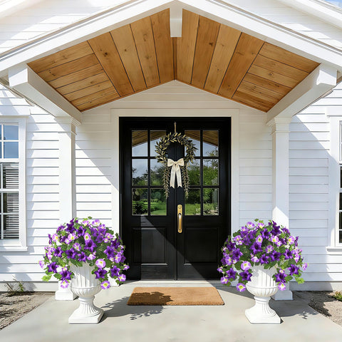 Yastouay UV-resistant petunia flowers stay vibrant in sun for year-round exterior decor.