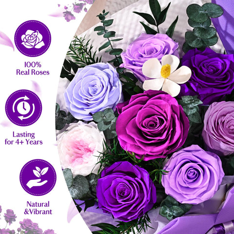 Vase included with Yastouay preserved roses for immediate display