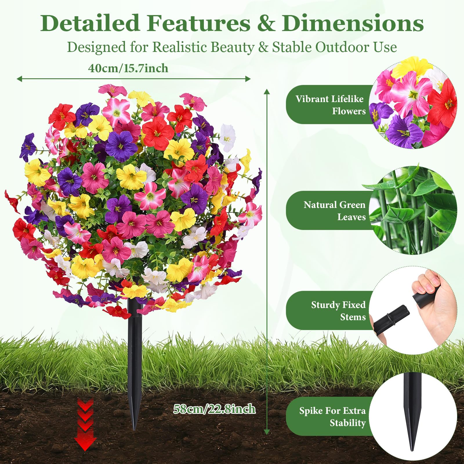 Yastouay UV-resistant fake flowers withstand sun and rain