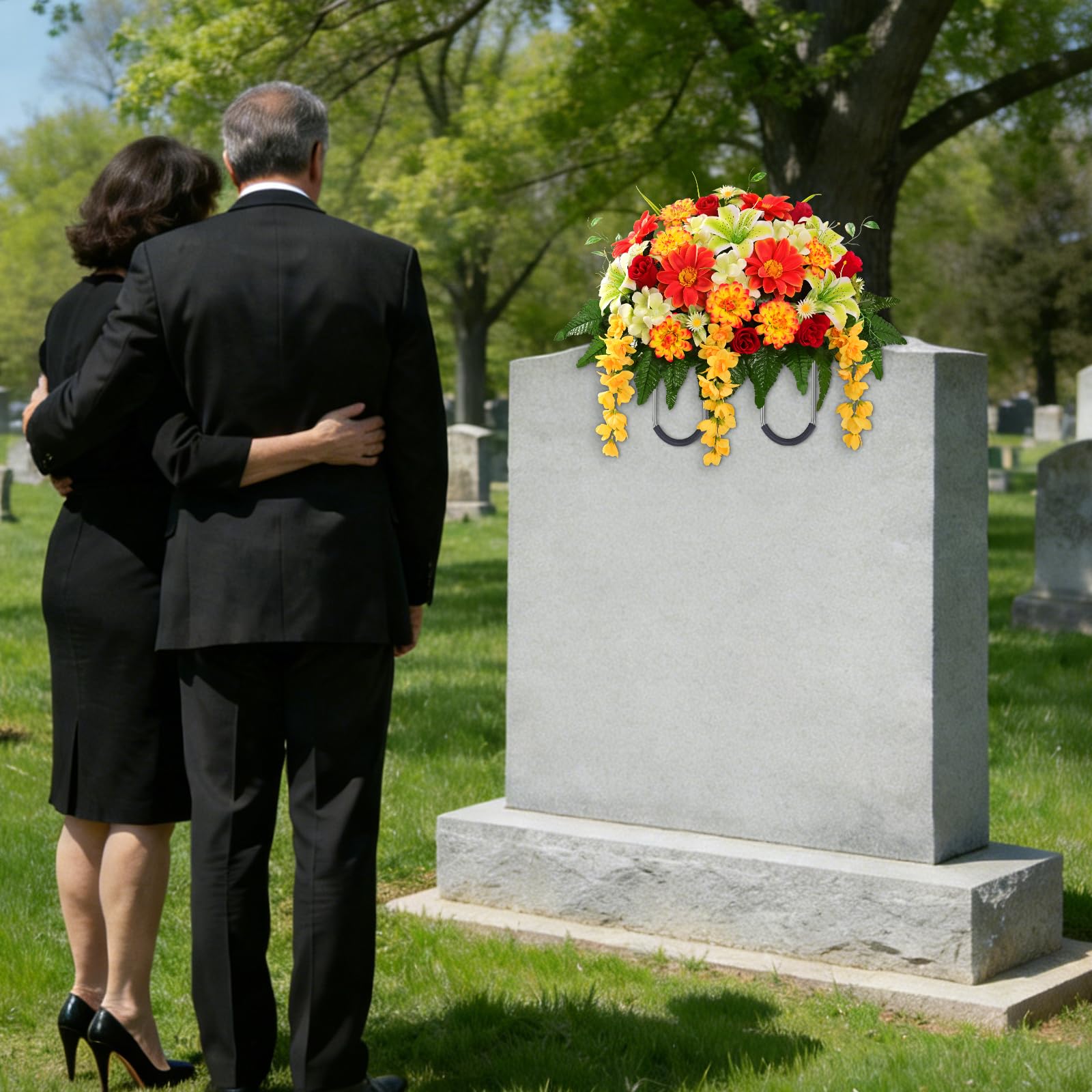 Yastouay weatherproof grave flowers stay secure in wind.