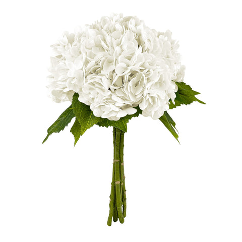 Yatim 21-inch white hydrangea close-up with lifelike petals for elegant decor.