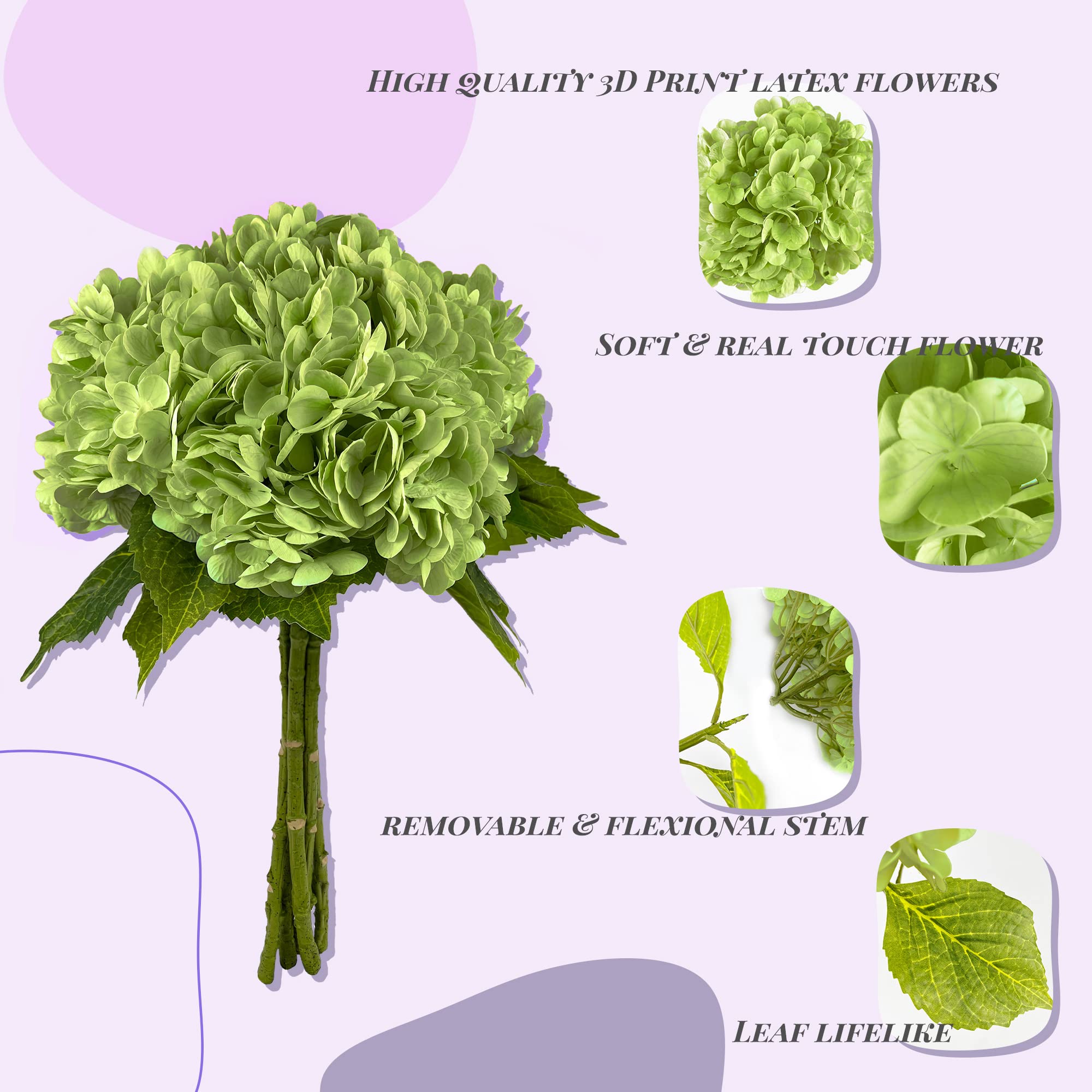 Yatim hydrangea stems with green leaves and adjustable wire