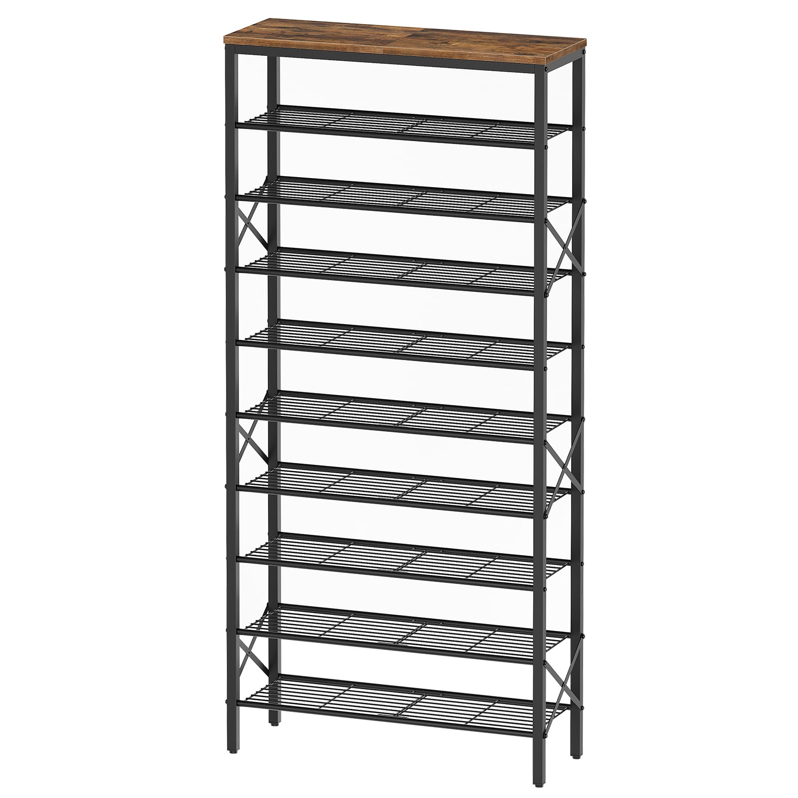YATINEY 10-tier shoe rack fully assembled, organized space for 40 pairs.