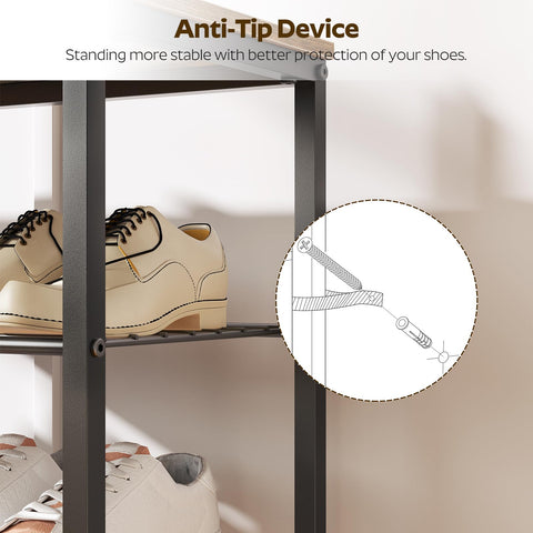 YATINEY 10-tier rack stores shoes across multiple levels for easy access.