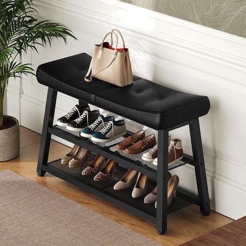 YATINEY 3-tier under-bench rack keeps shoes organized neatly