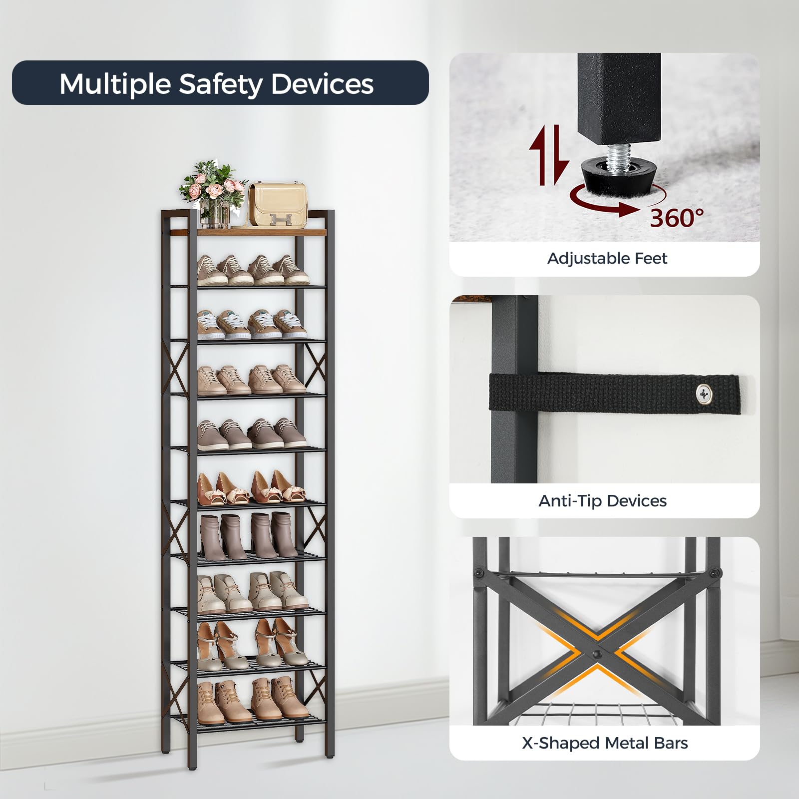 YATINEY adjustable feet ensure a level, wobble-free setup