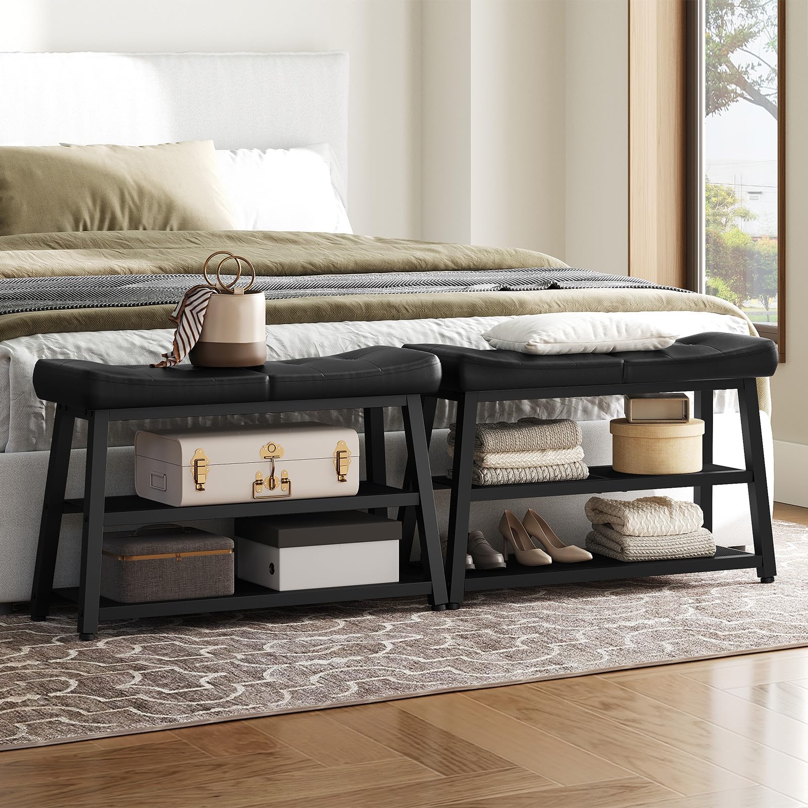 YATINEY adjustable feet help level the bench on uneven floors