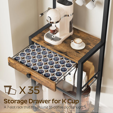 YATINEY Bakers Rack K-Cup pod holder for up to 35 pods.