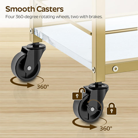 YATINEY bar cart swiveling wheels with brakes for safety