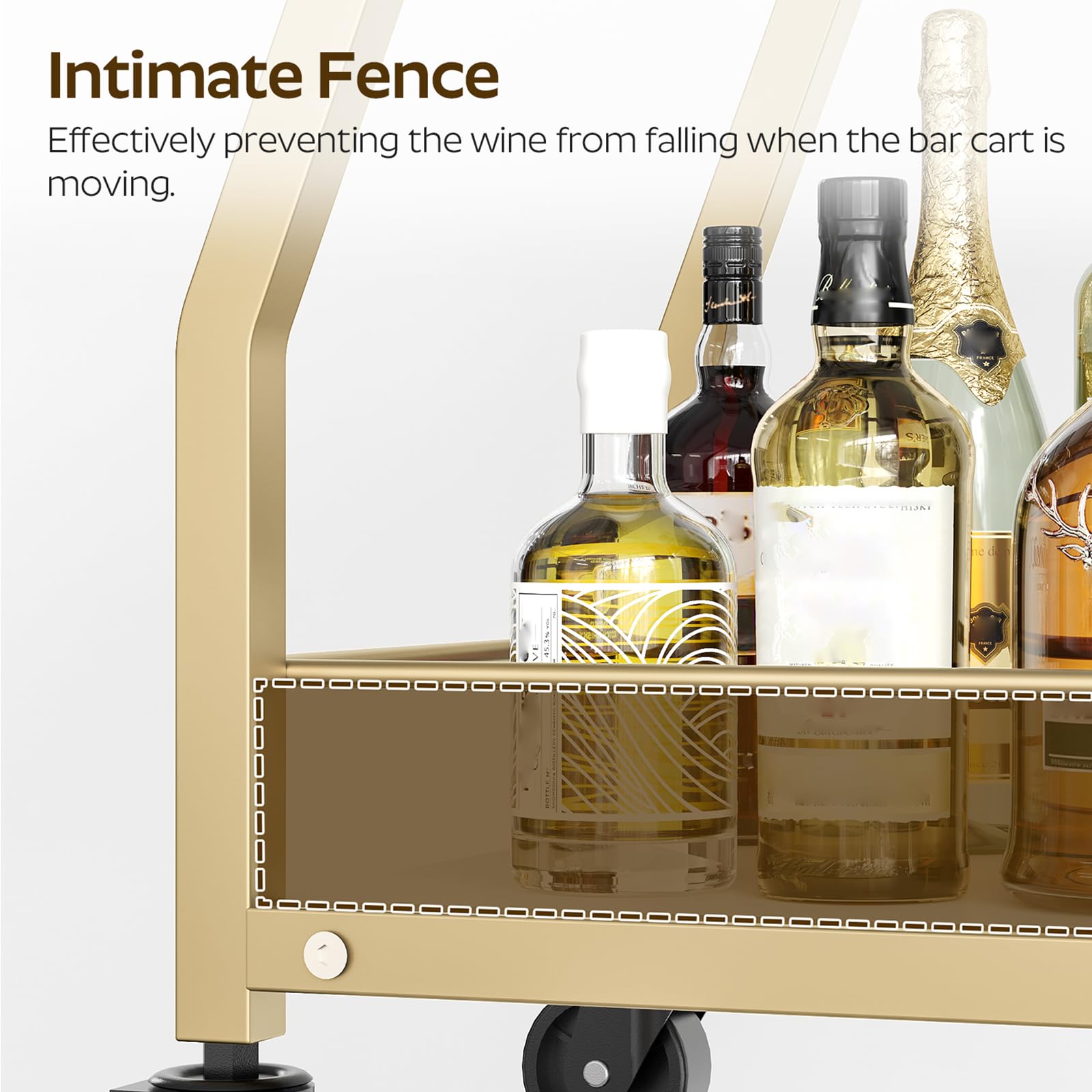 YATINEY bar cart fence-style tiers prevent items from falling