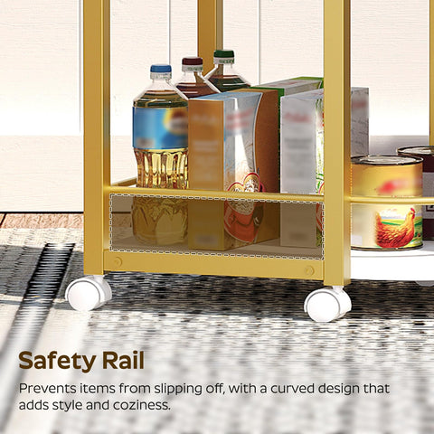 YATINEY bar cart metal frame and particleboard surface for durable daily use.