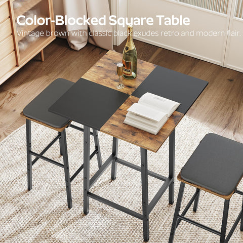 YATINEY bar table material detail highlights particleboard and metal reinforcement