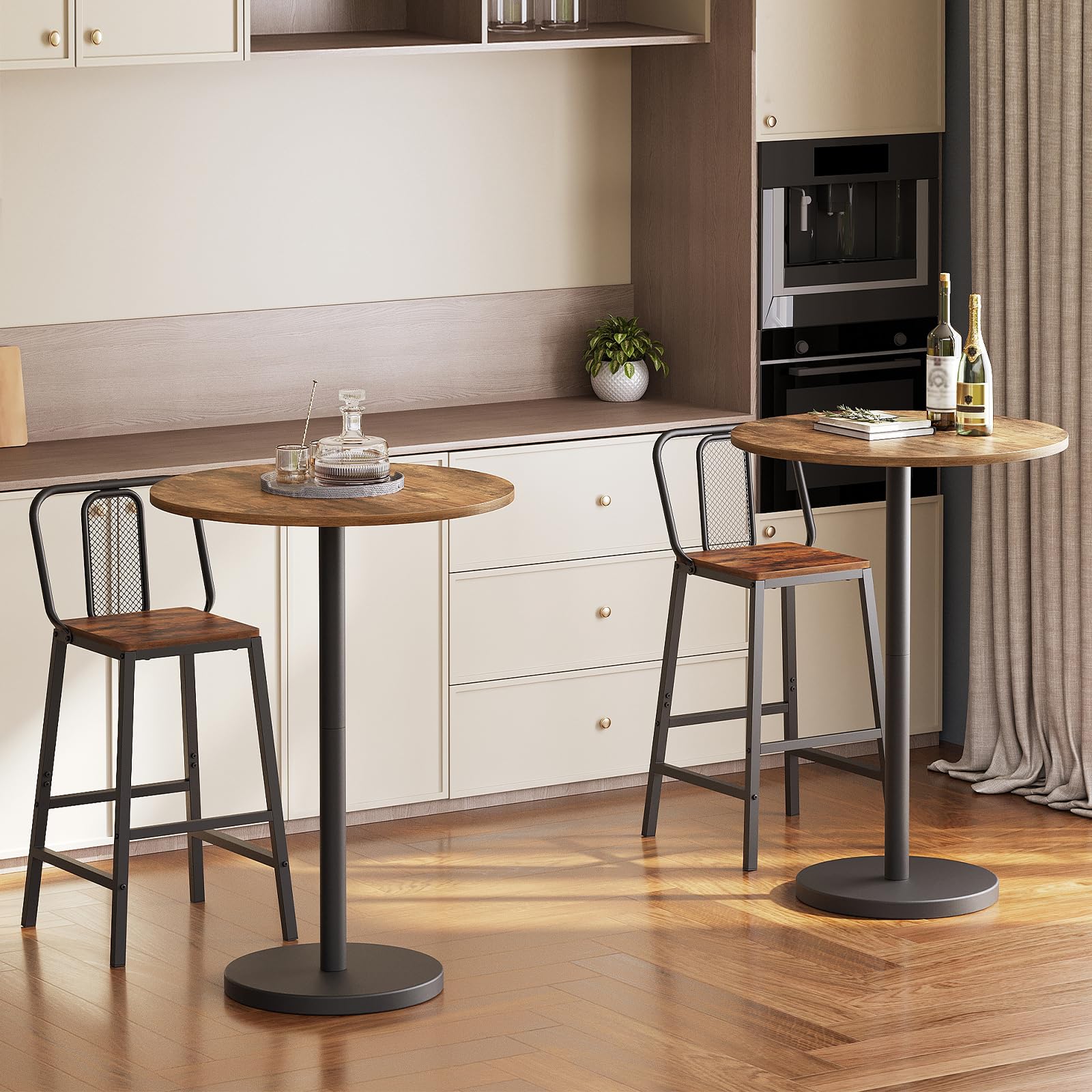 YATINEY bar table sturdy metal frame base provides stable support
