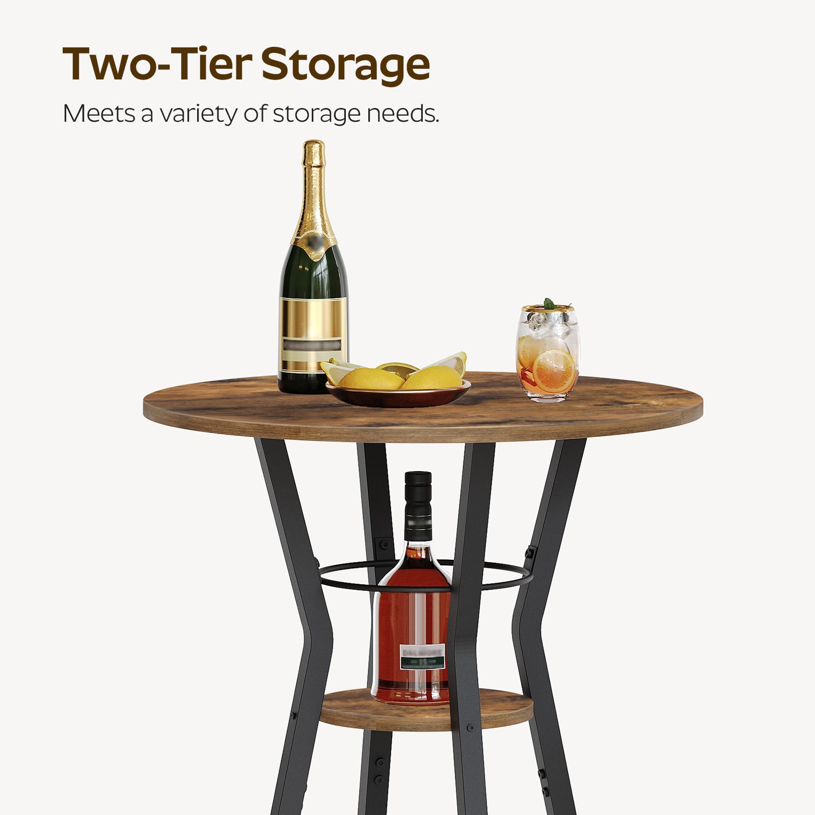 YATINEY bar table rustic panel detail adds character to any room.