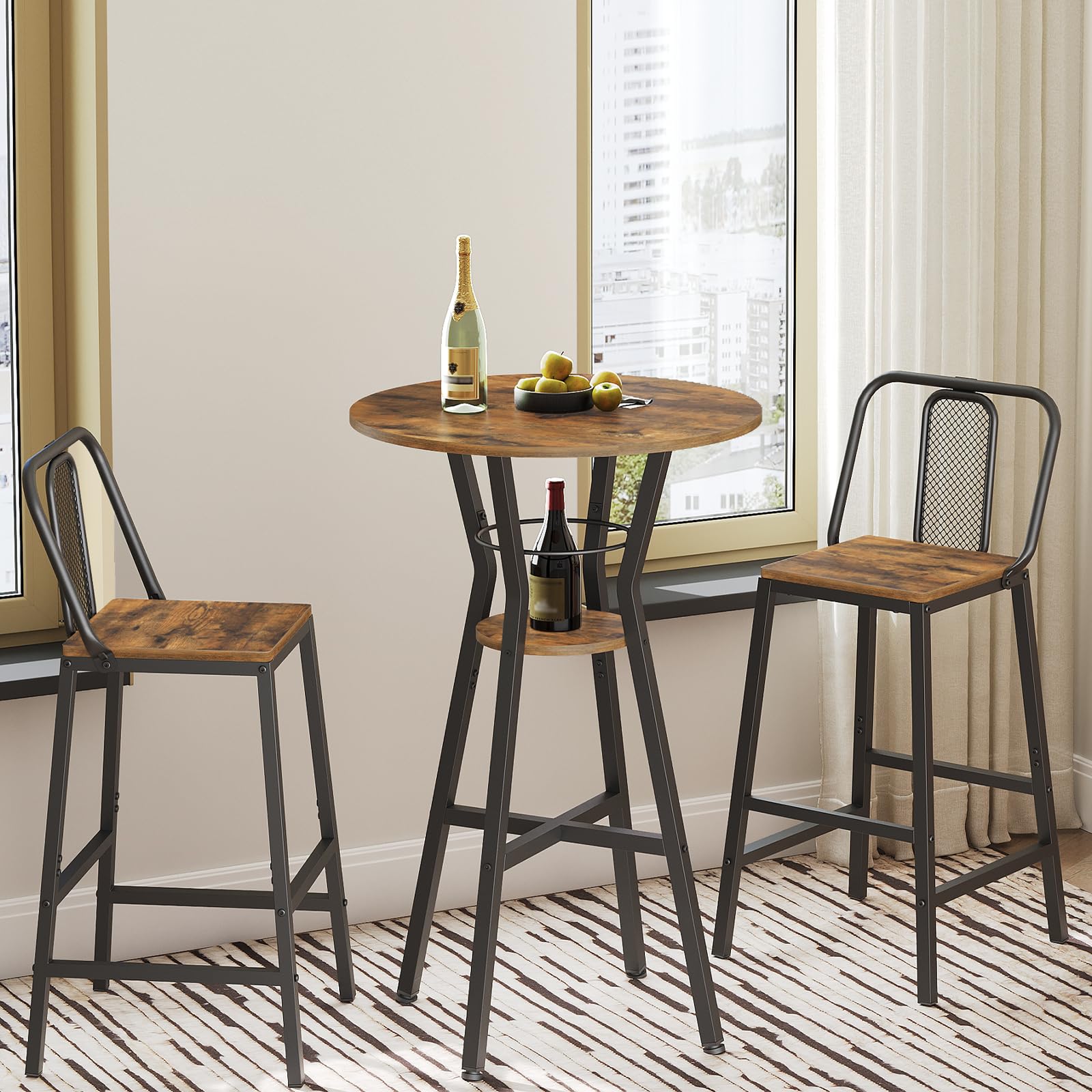YATINEY bar table two-tier storage highlights handy shelf organization.
