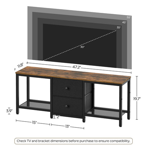 YATINEY DS02BR TV Stand easy assembly with numbered parts and included tools.