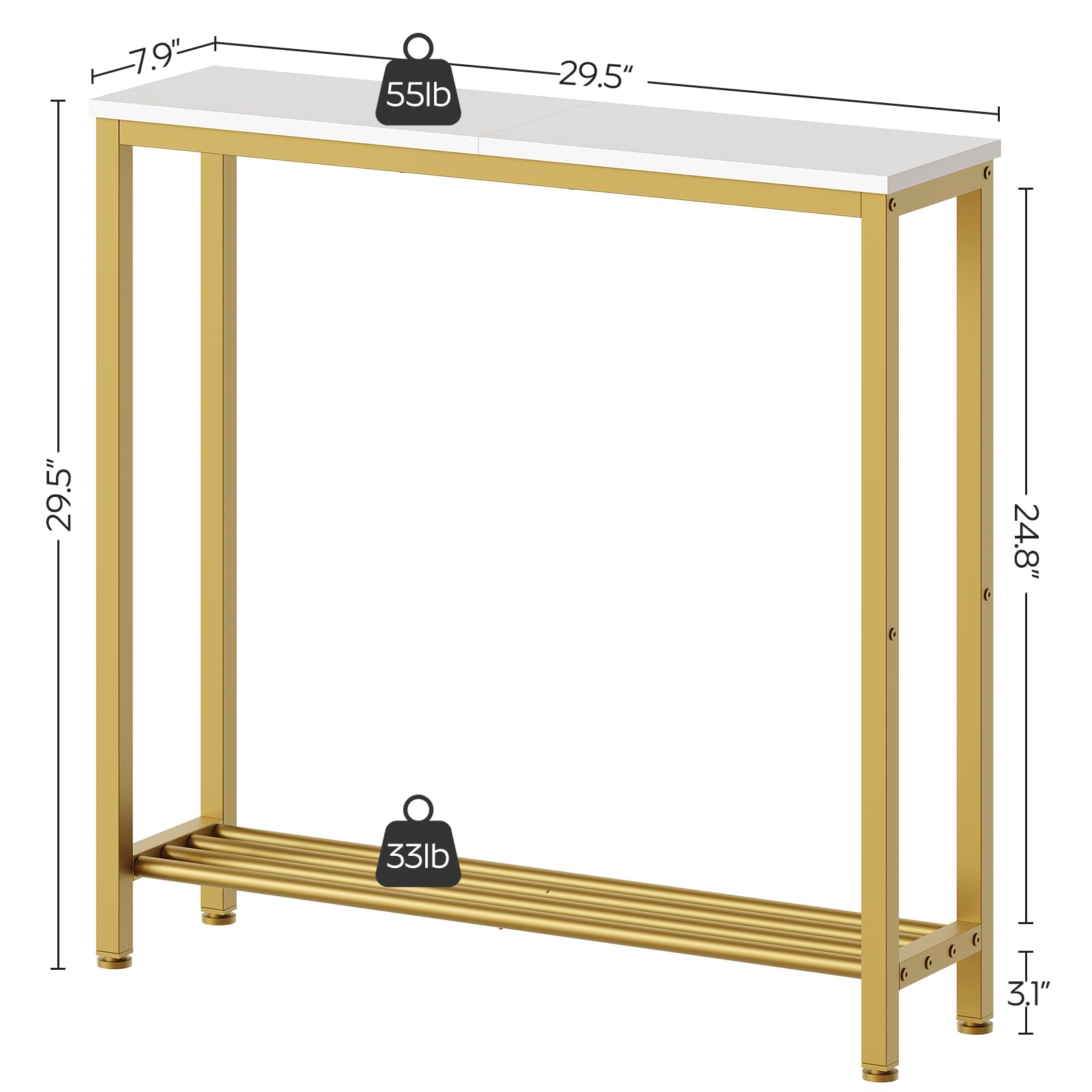 YATINEY assembled dimensions reveal compact footprint with sturdy top