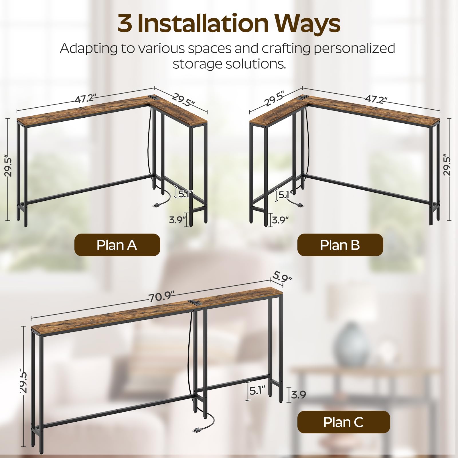 YATINEY charging hub built into the console table supports devices on demand.