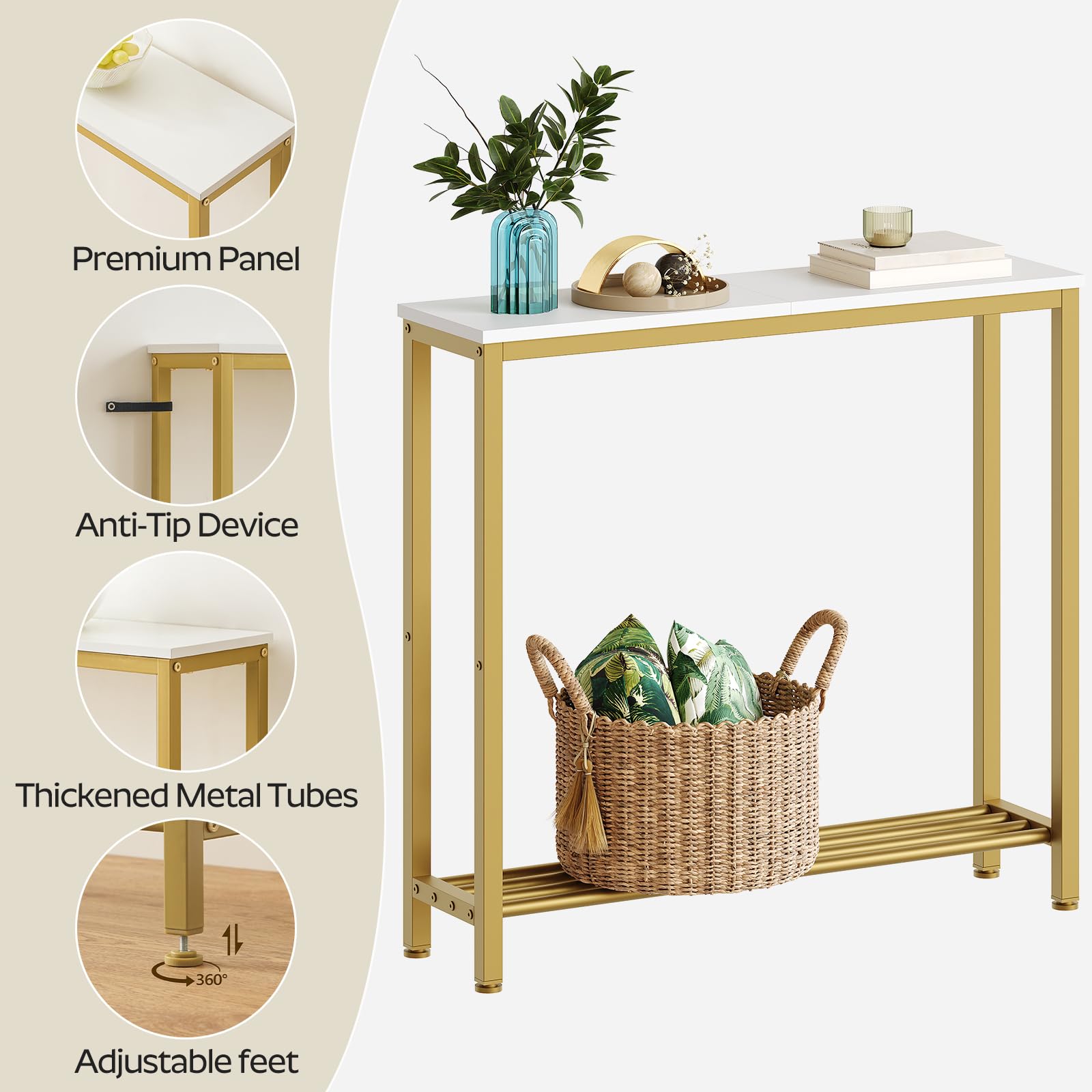 YATINEY white and gold finish demonstrates elegant entryway styling