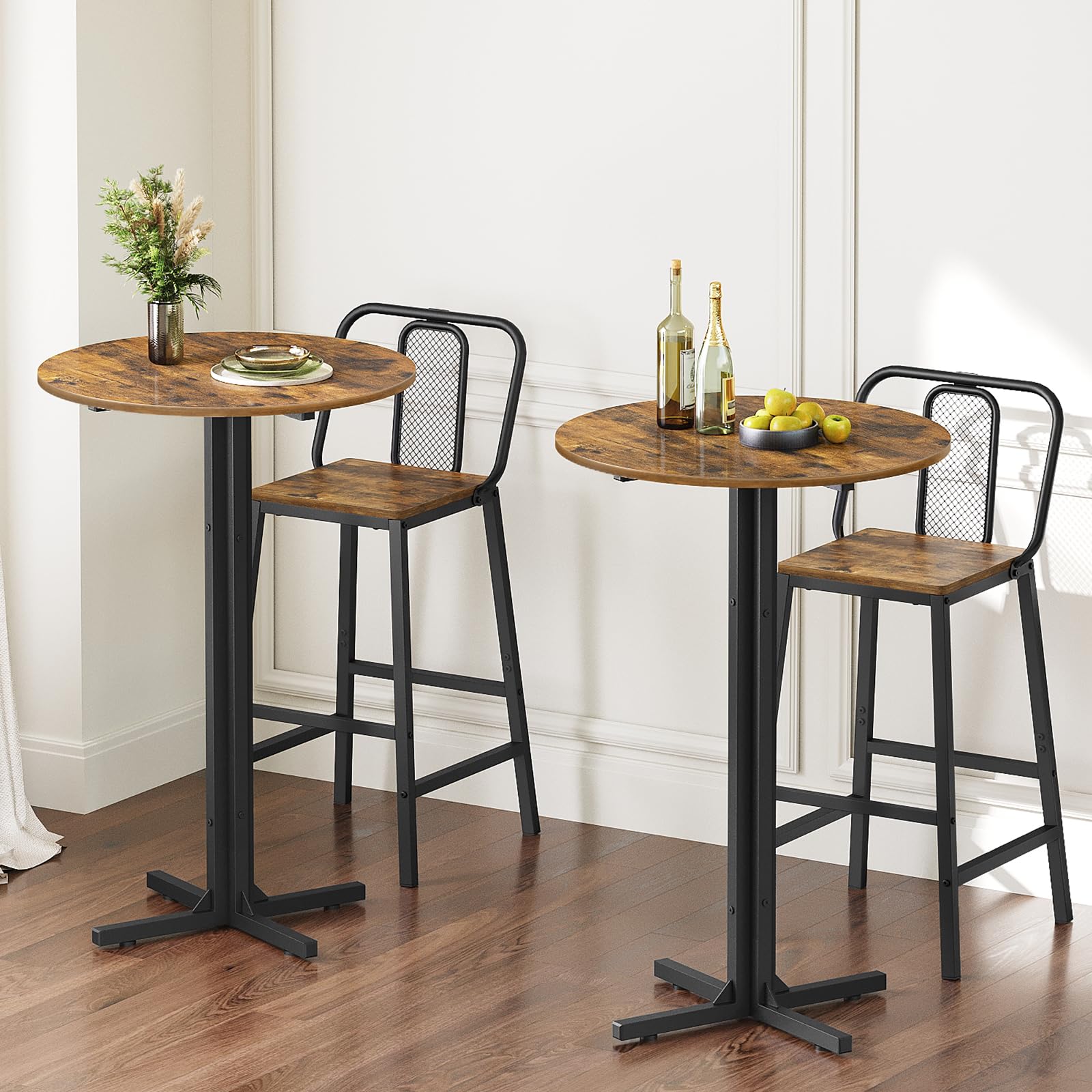 YATINEY round bar table side view highlighting ergonomic height for conversations