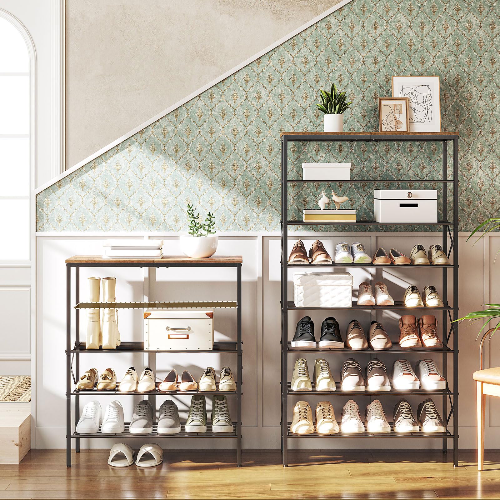 YATINEY entryway arrangement keeps shoes off floors and visible.