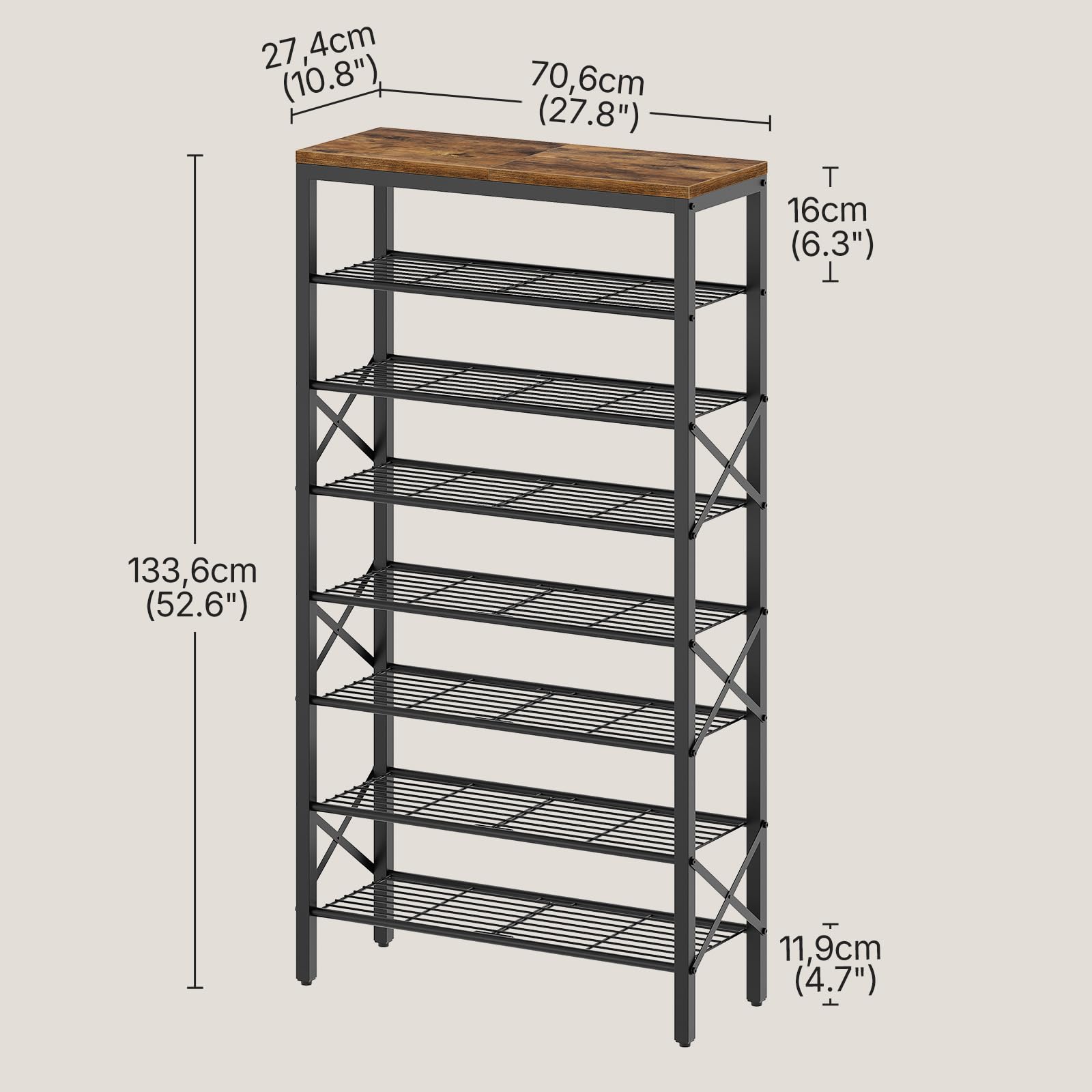YATINEY industrial-inspired design blends with a rustic brown finish.