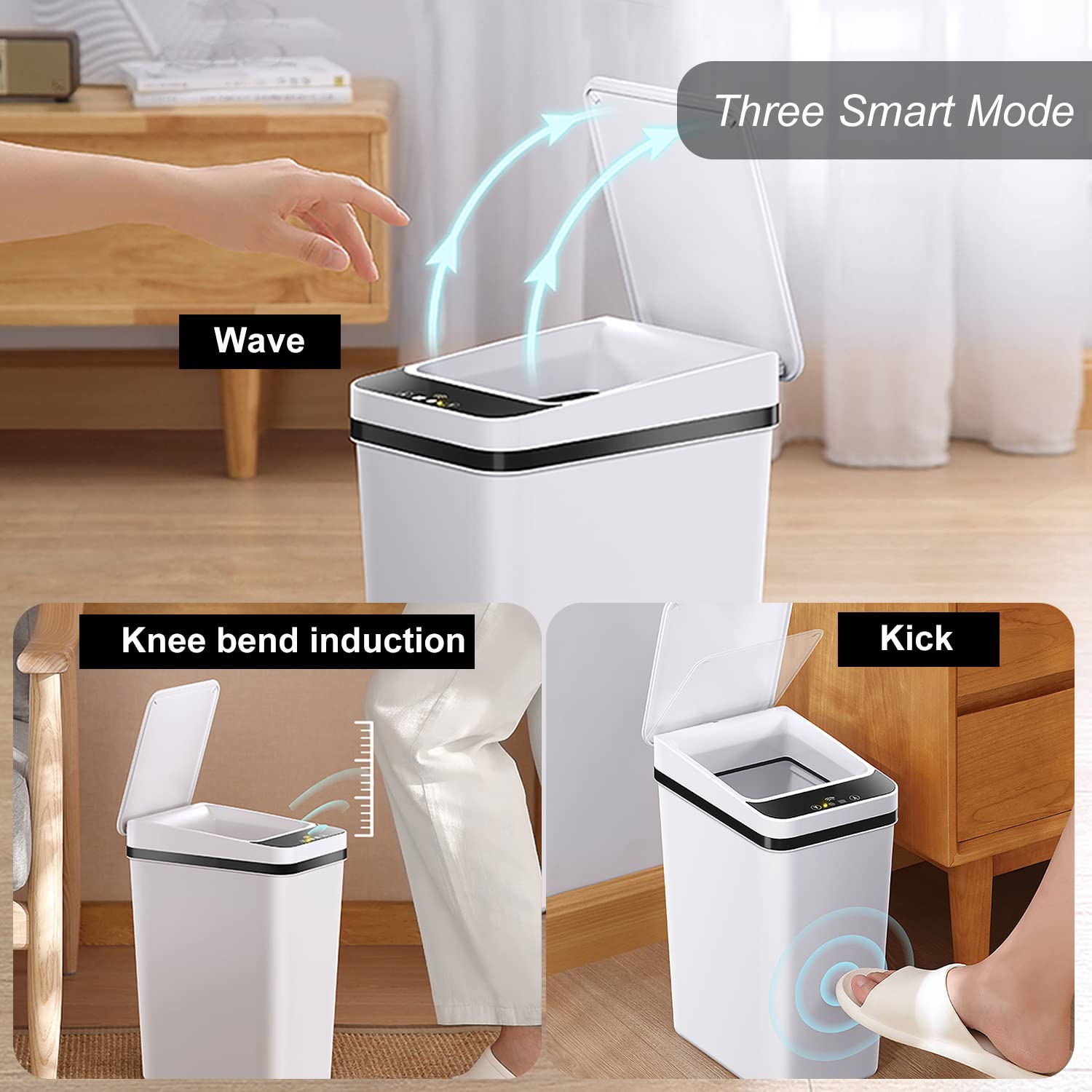 Yatmung narrow trash bin fits tight spaces for bathrooms and offices.