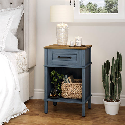 YAUKTAK bedside table drawer open, easy reach for stored items.