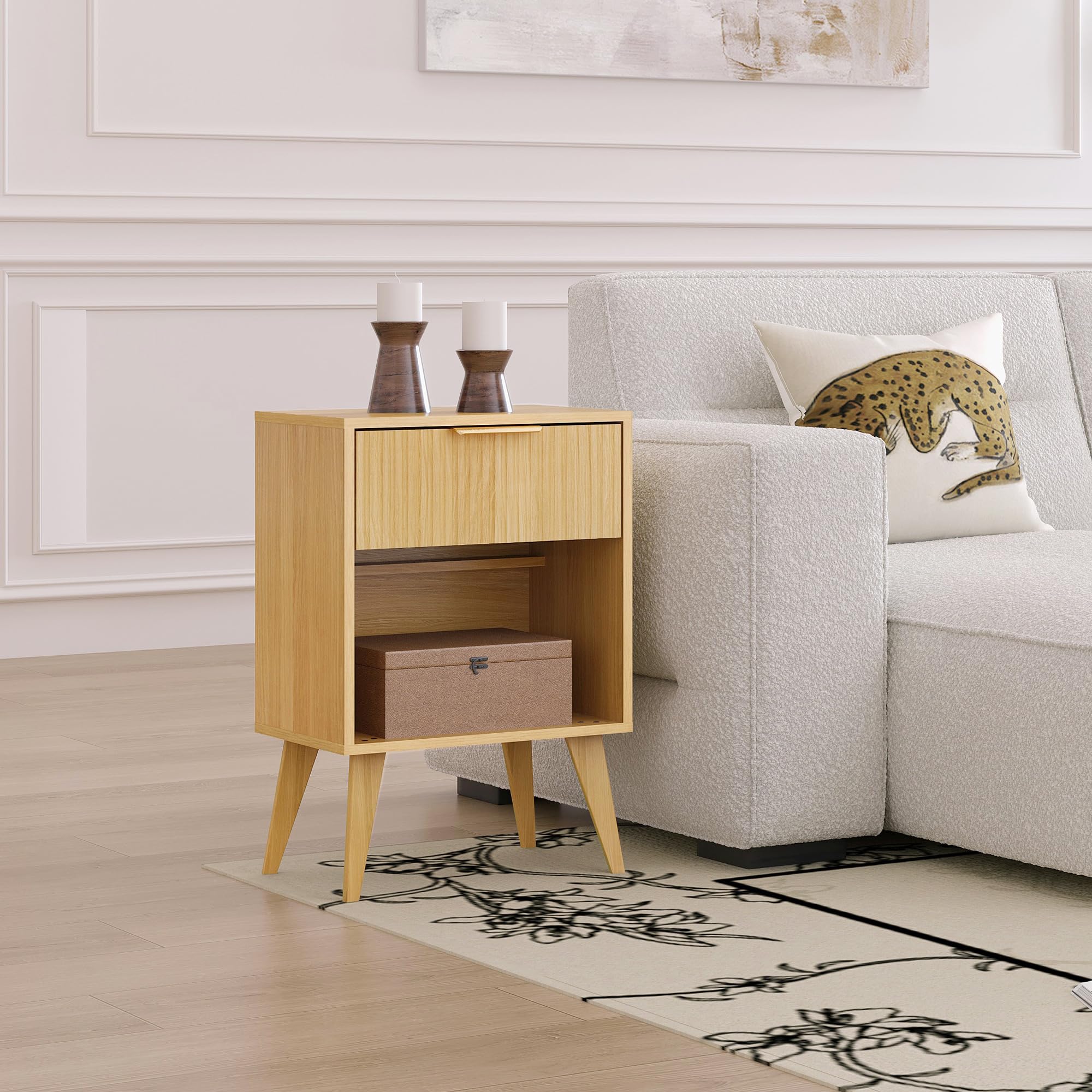 YAUKOMEL compact nightstand fits bedrooms and living rooms easily