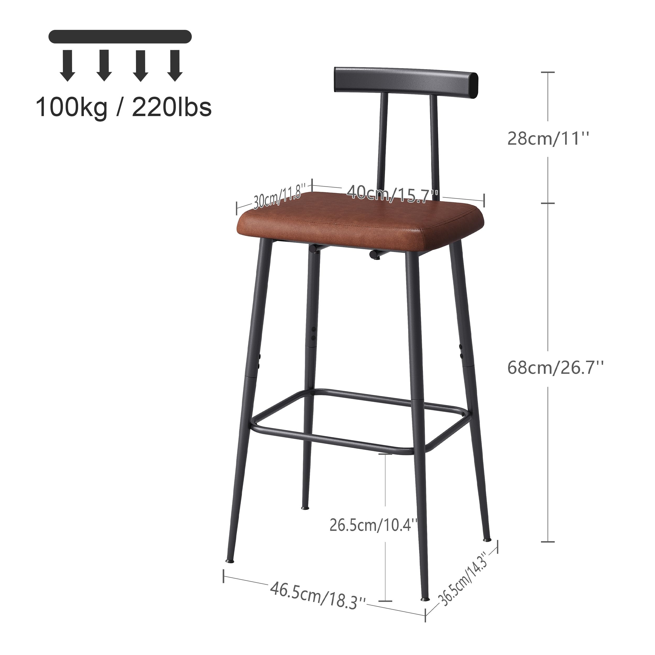 YAUKTAK bar stools metal frame close-up emphasizing sturdy construction.