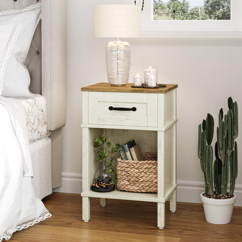 YAUKTAK nightstand drawer open shows easy access to essentials
