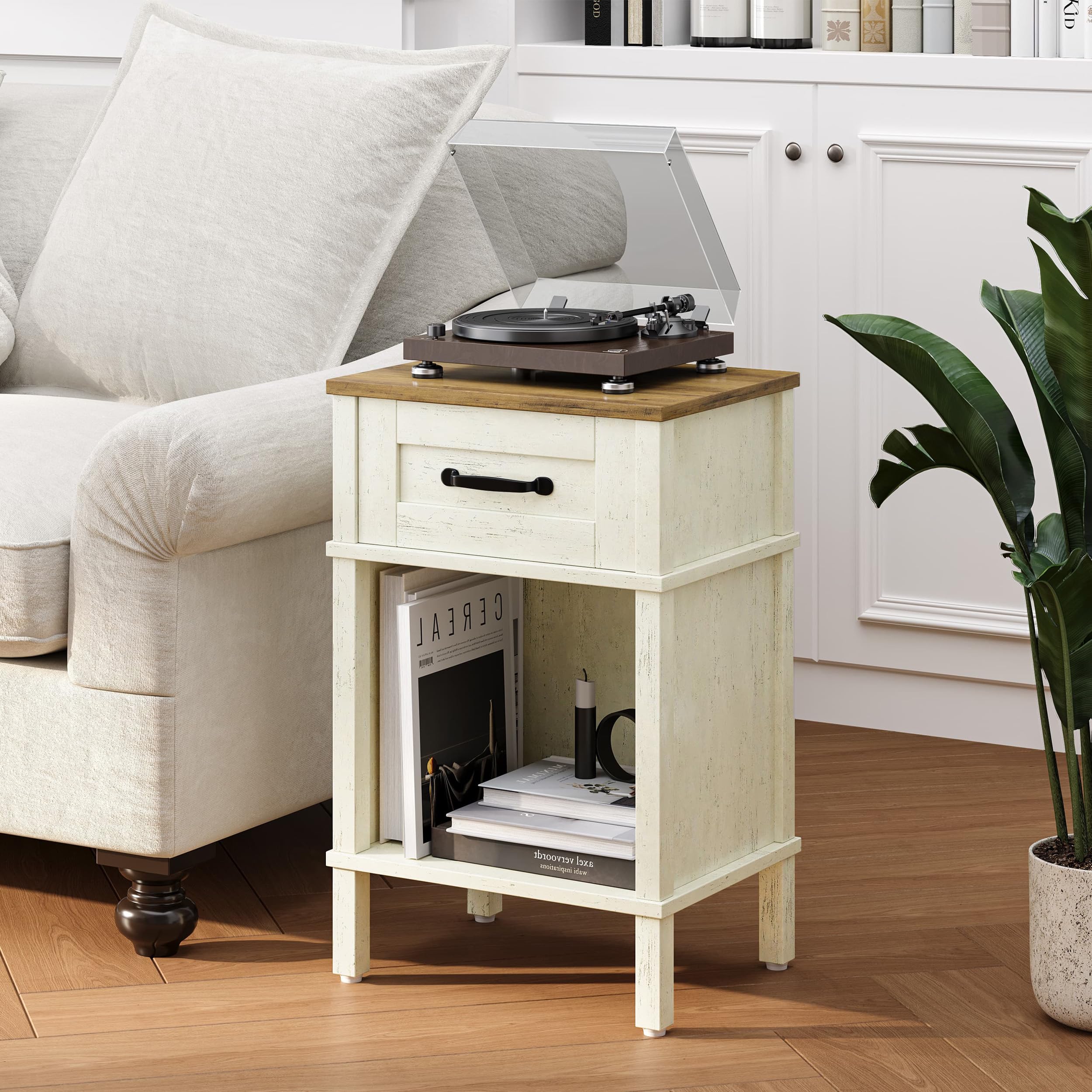 YAUKTAK white nightstand close-up reveals scratch-resistant finish