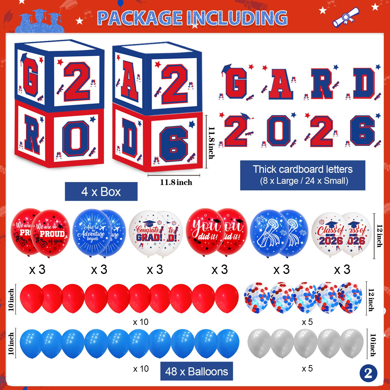 Yavxzvbw balloon boxes 4x30in add color and cohesion to the party.