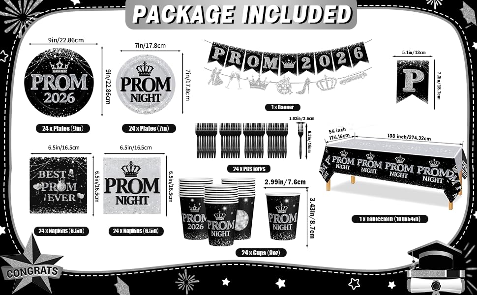 Yavxzvbw Prom 9in plates complement a sleek black-and-white table setting.