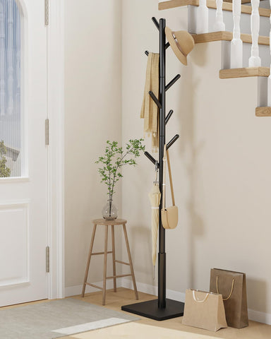 Yawinhe coat rack shows three height levels for family-friendly arrangement