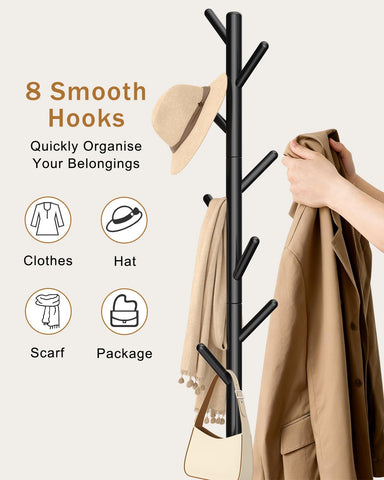 Yawinhe coat rack rises to seventy point eight inches for tall coats