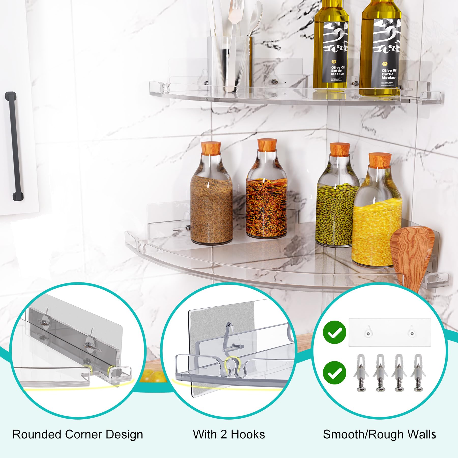 YAWSOUP clear shower shelves reveal a scratch-resistant surface.