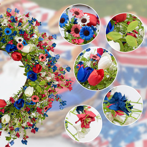 Yawwind artificial silk tulips wreath with lifelike texture.