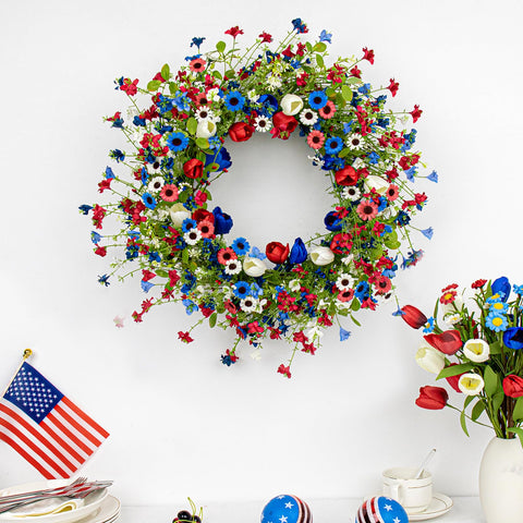 Yawwind patriotic wreath for window display brightens living spaces.