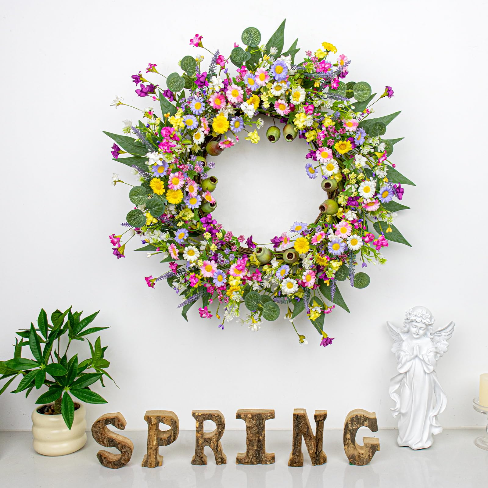 Yawwind rustic front door wreath complements walls and entryways with vintage charm.