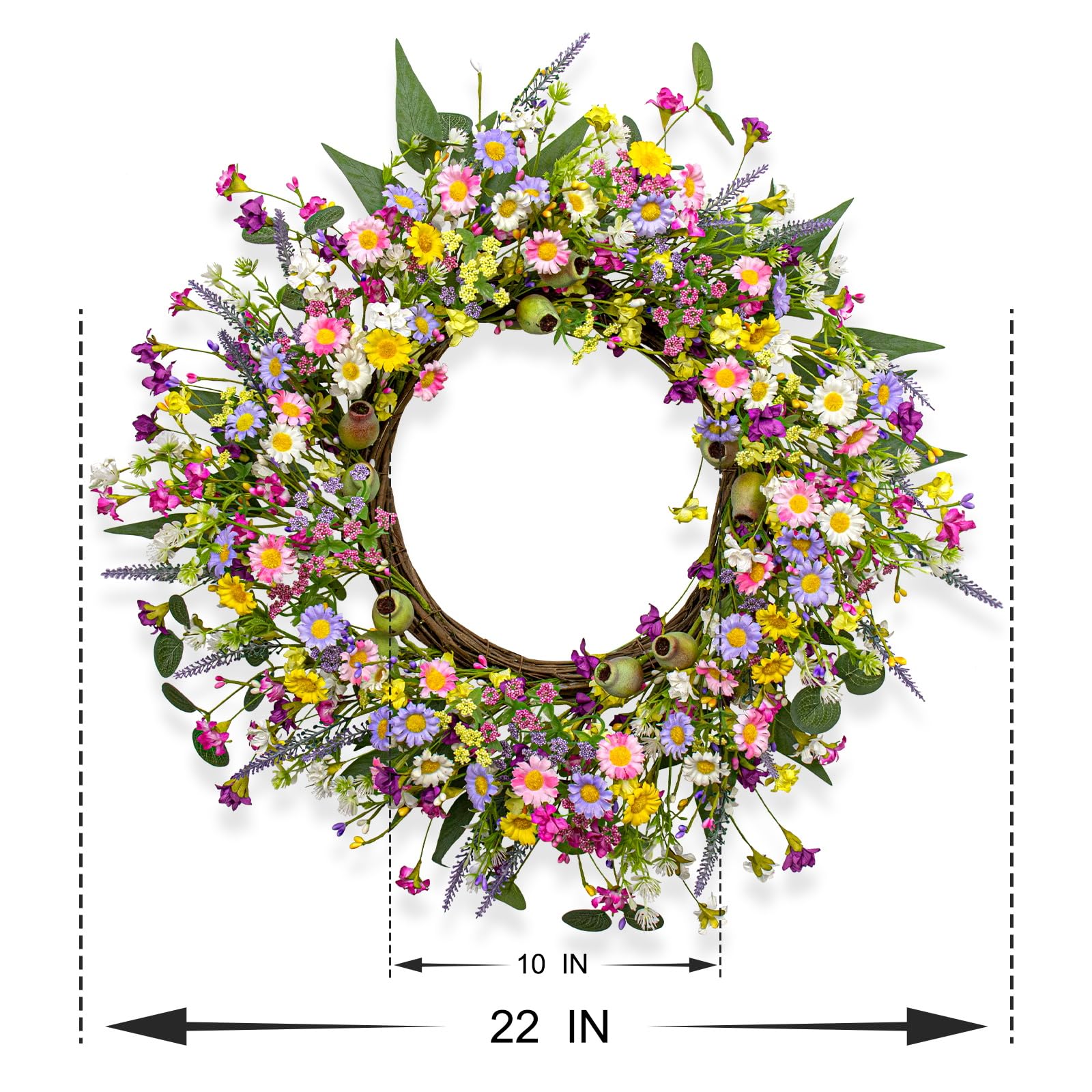 Yawwind decorative wreath adds spring vibes to any doorway and space.