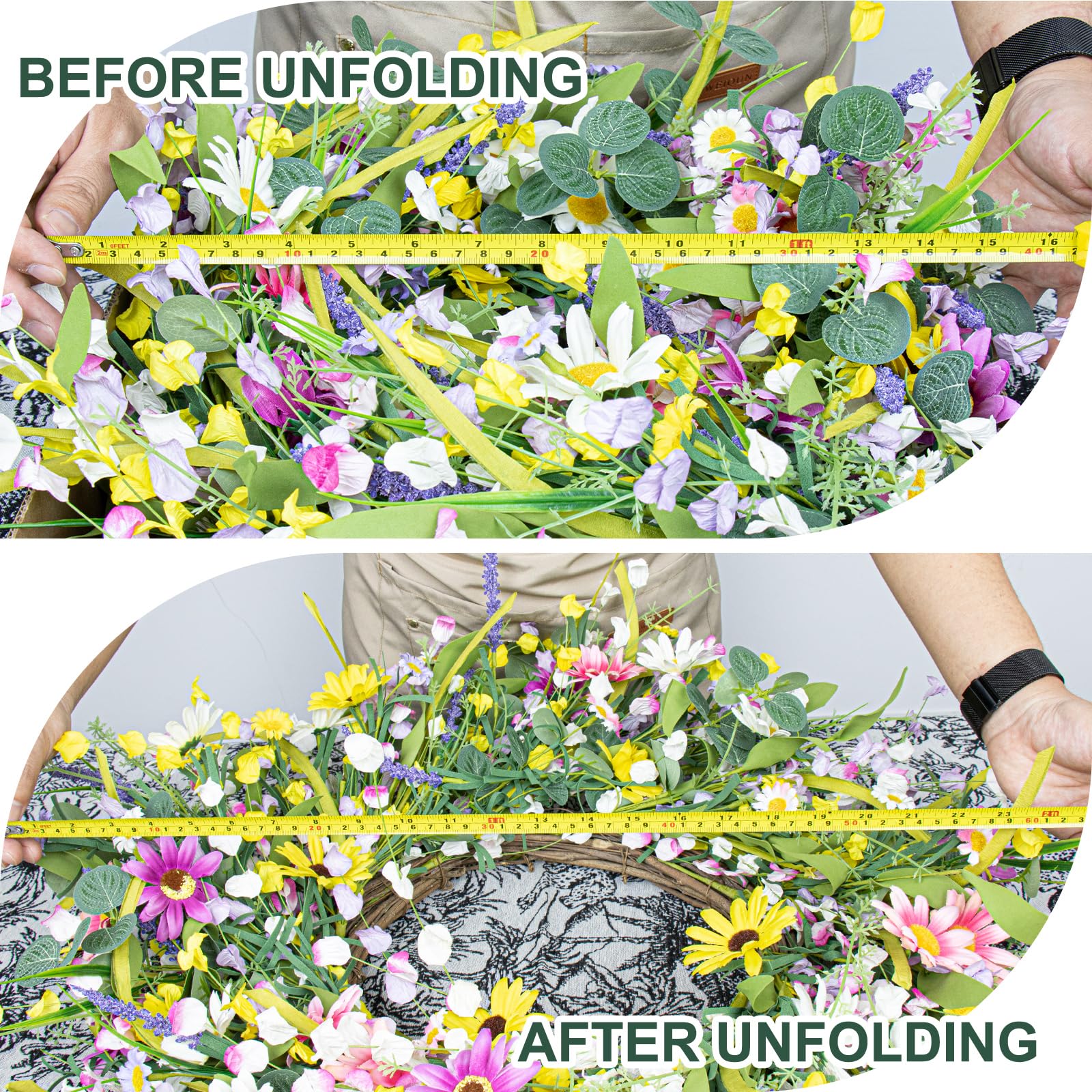 Yawwind wildflower wreath creates warm ambience in any room.