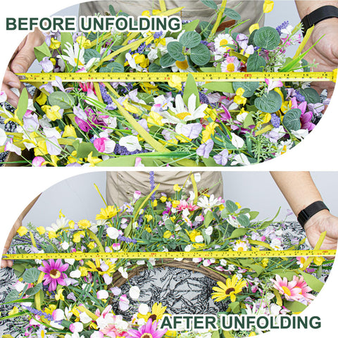 Yawwind wildflower wreath creates warm ambience in any room.