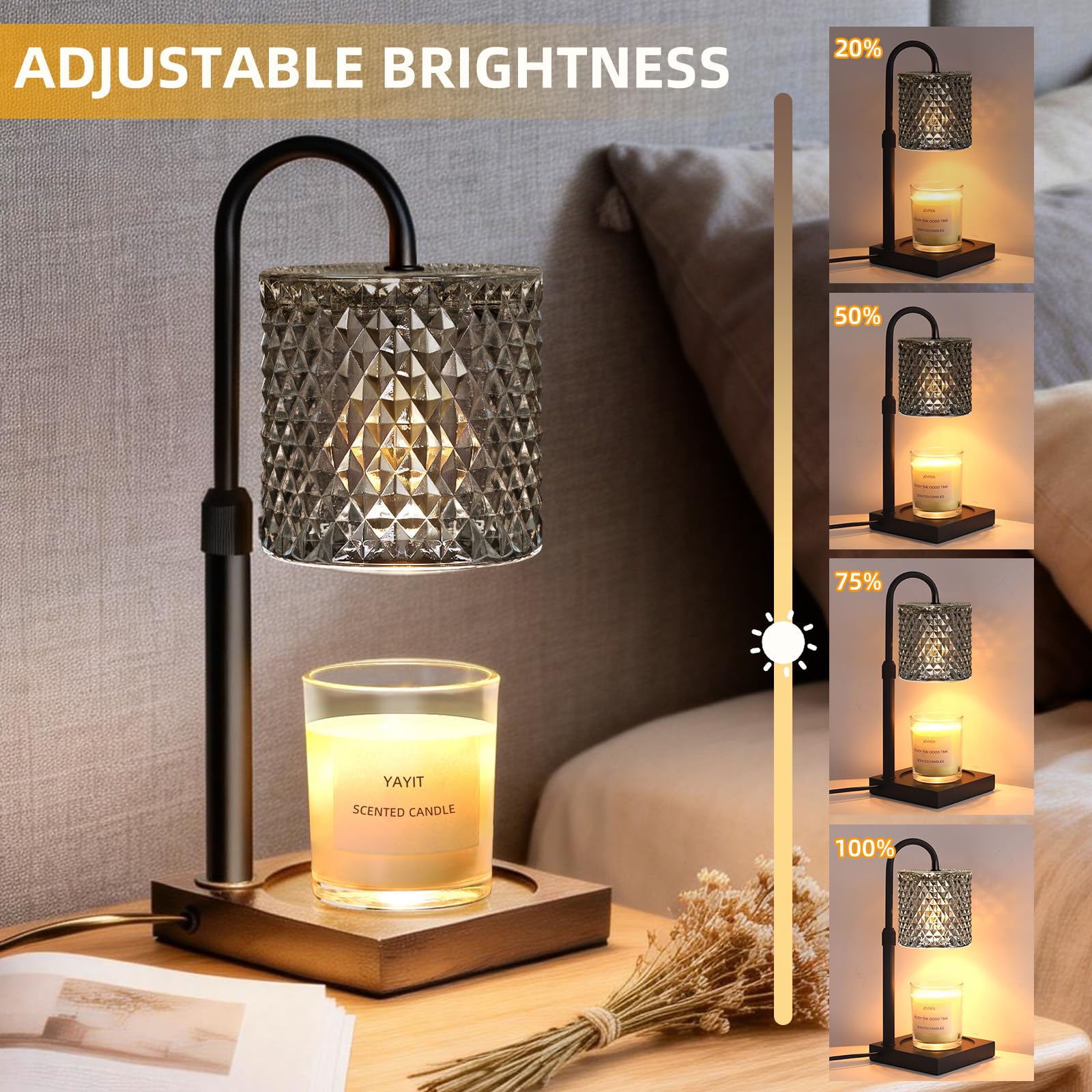 YAYIT Candle Warmer Lamp timer and dimmer customize fragrance duration and brightness