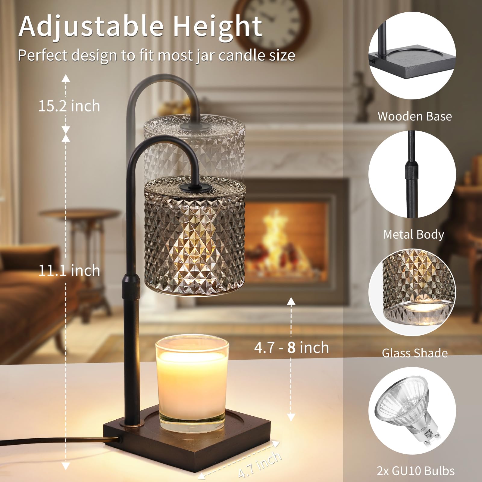 YAYIT Candle Warmer Lamp wooden base ensures sturdy support and durability