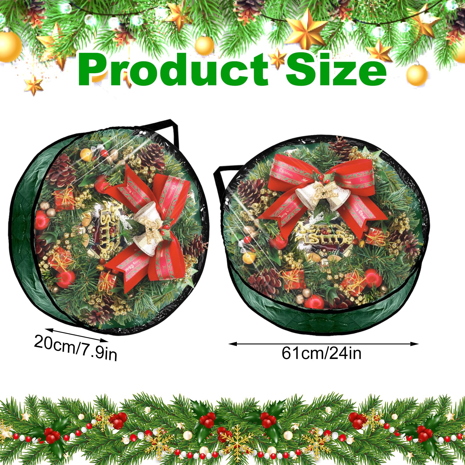 YAYODS wreath bag showing zipper edge for easy loading and unloading