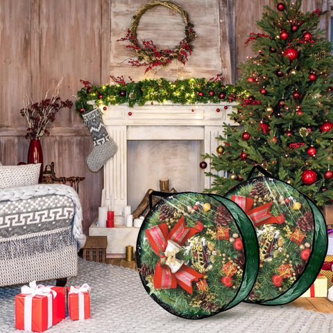 YAYODS fold-flat wreath storage bag saving space when not in use
