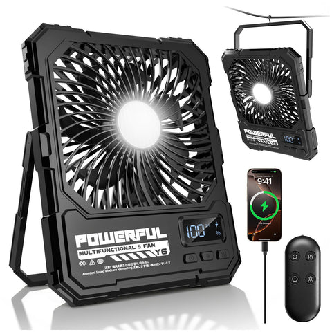 yAyusi 20000mAh travel fan front view offers long-lasting cooling on trips.