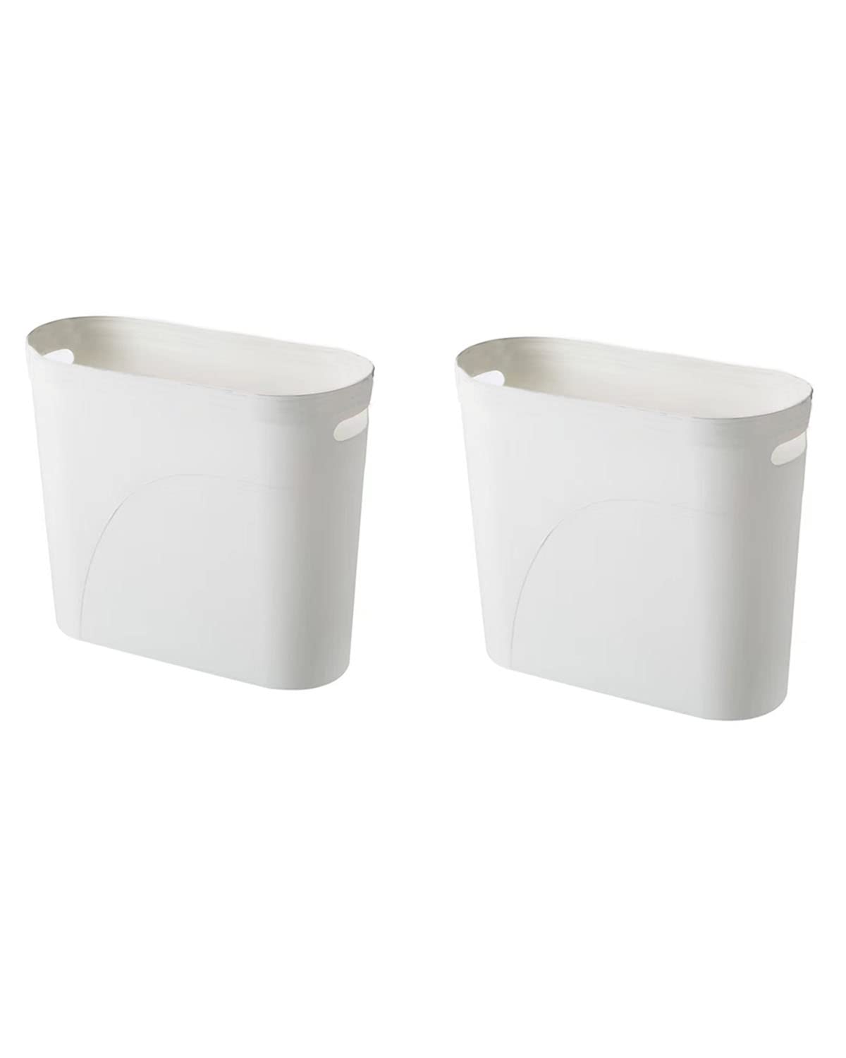 YAZEES 3-gallon bathroom trash can set 2, white, front view for compact spaces